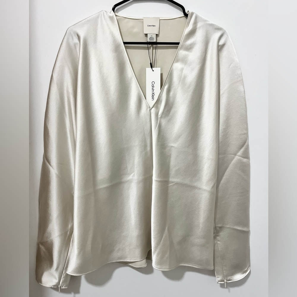 Satin V-Neck Blouse - Picture 8 of 12